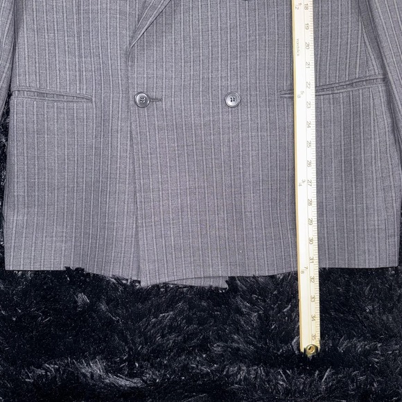 Ungaro Uomo Blazer Mens 44L Gray Pinstripe Wool Double Breasted Made Italy - Picture 4 of 13